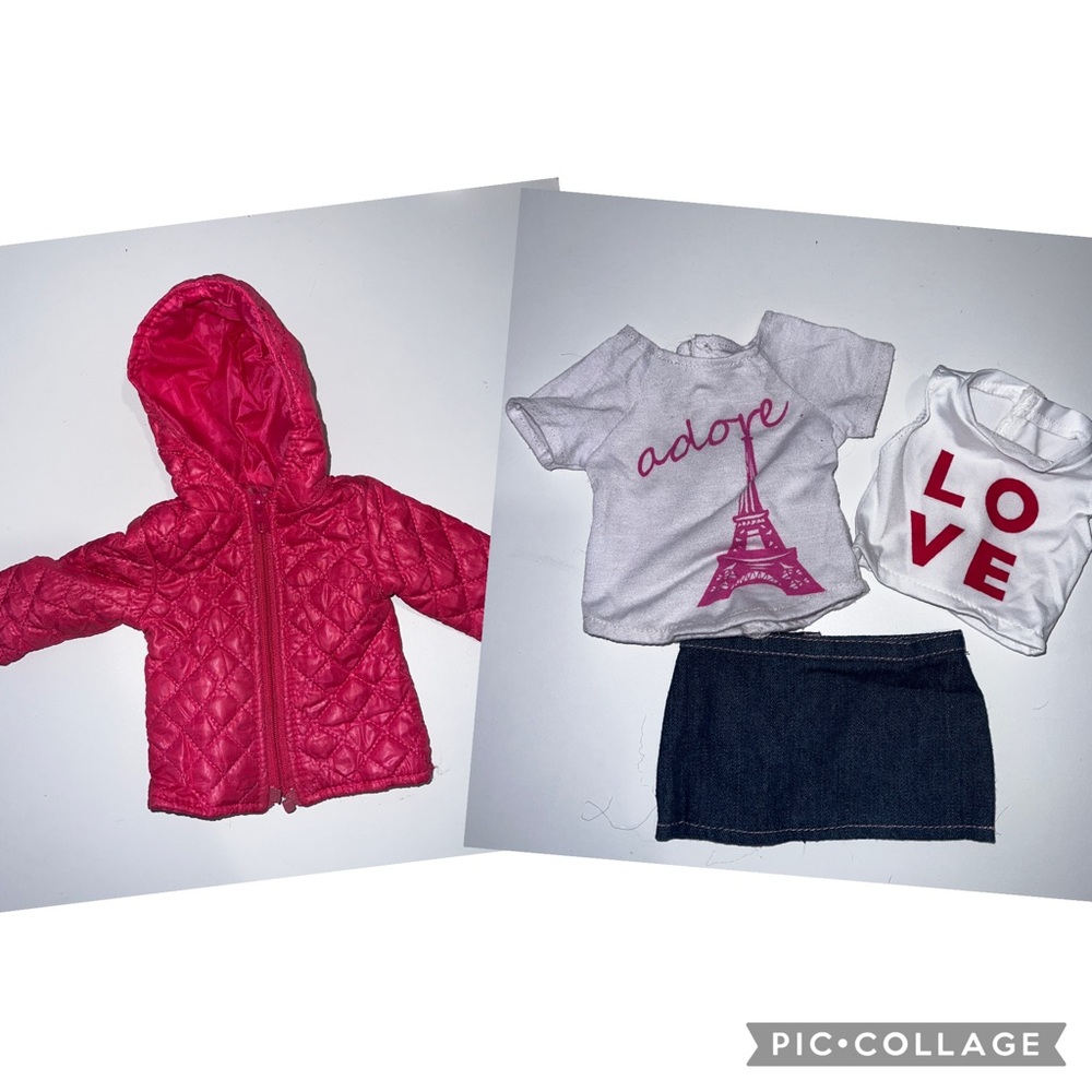 Doll clothing Set Pink Quilted Jacket and Graphic Tee Set